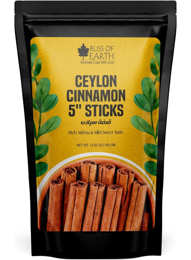 BLISS OF EARTH True Ceylon Cinnamon Sticks From Sri Lanka 100gm - Image 1